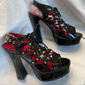 Demonia Demon17B Black Patent Leather Platform Heels, 10, New Never Worn, Sexy!